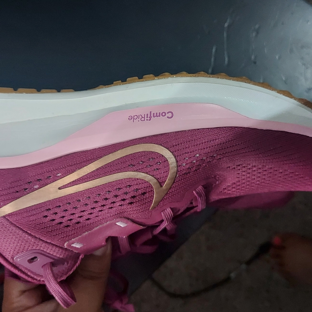 Nike Pink and Gold Athletic Shoes with Wavy Sole